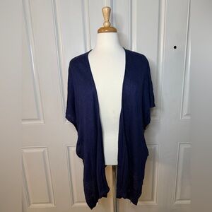 Lilly Pulitzer Navy 100% Linen Lightweight Open Cardigan - Size S/M
